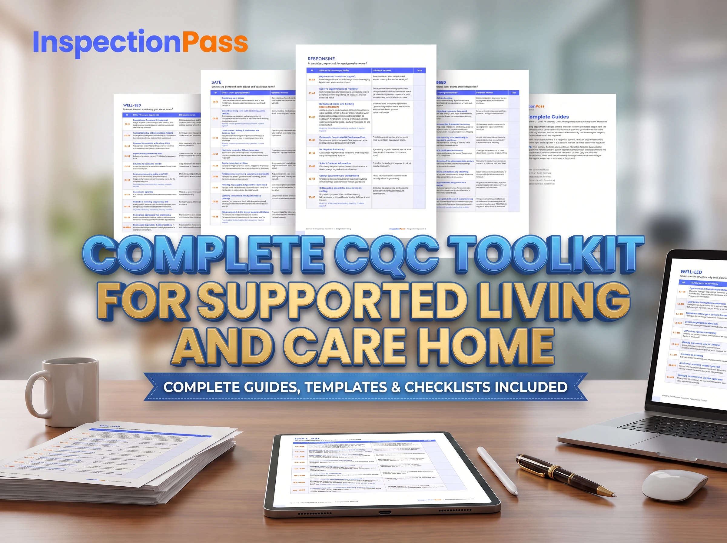 A registered manager reviewing the InspectionPass CQC toolkit with their care team